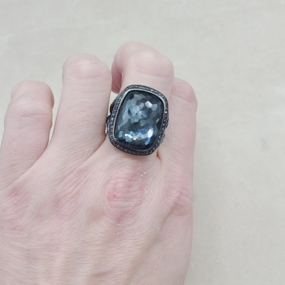 David Yurman Albion Elongated Gray Orchid Ring With Pave Black Diamonds - Picture 5 of 6